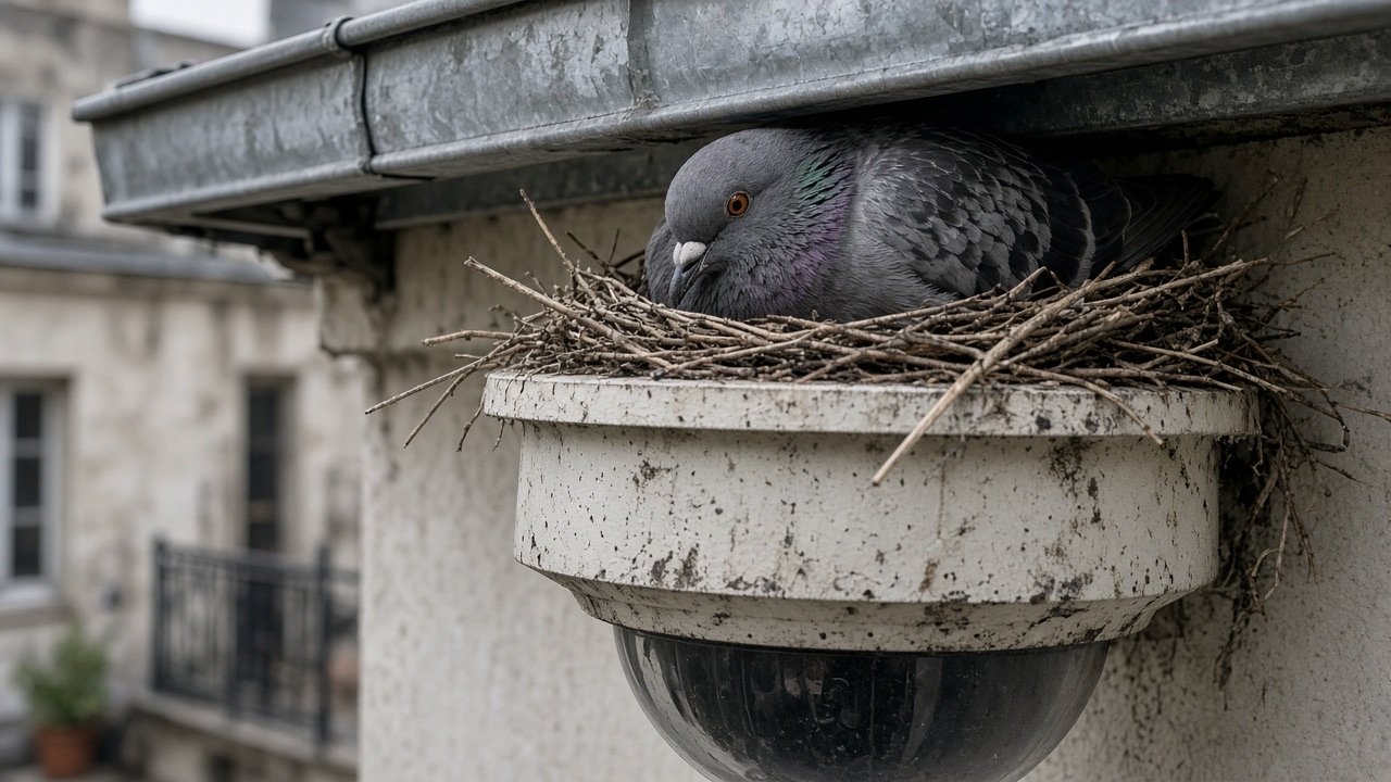 Pigeon niché sur un dôme